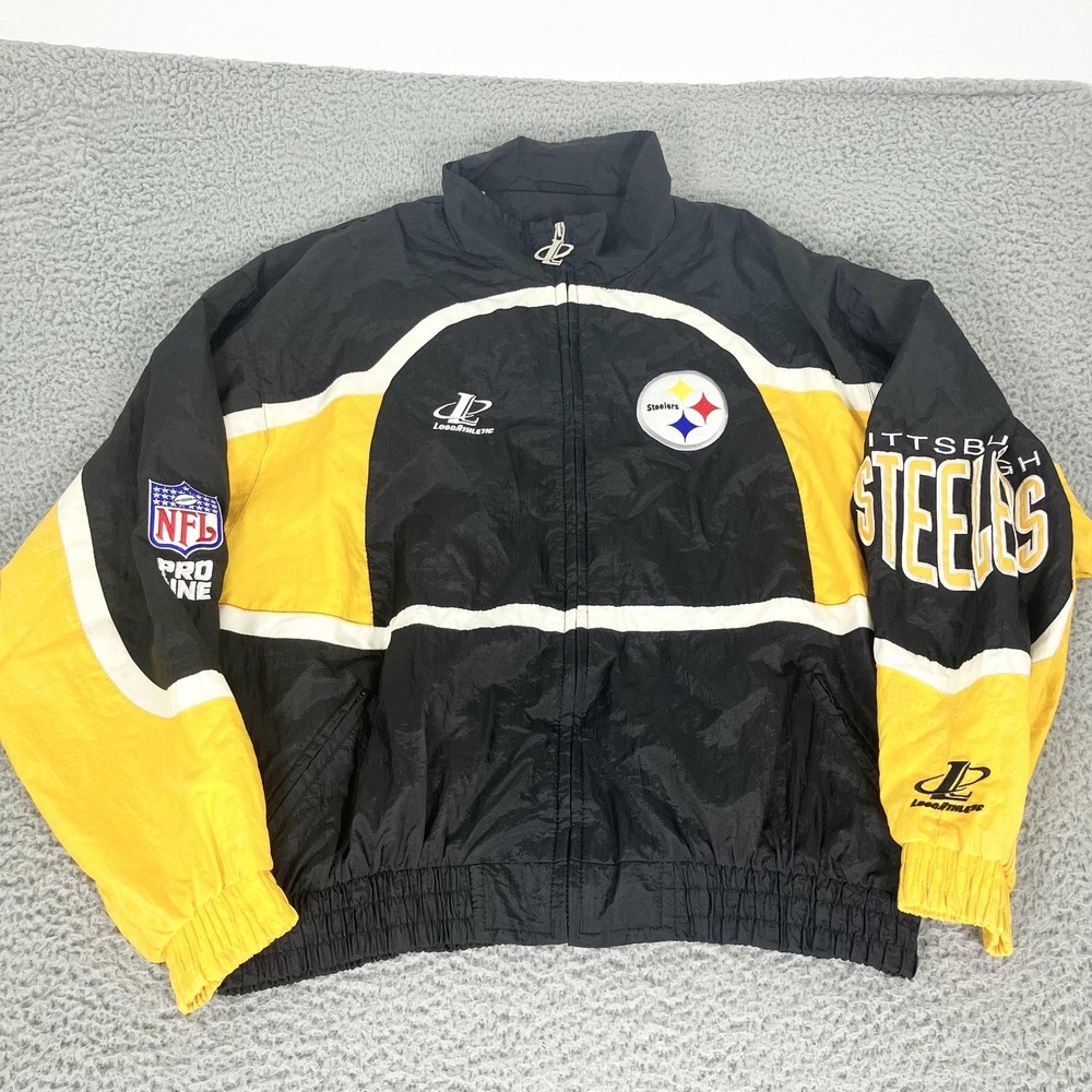 Vintage Pittsburgh Steelers Jacket Mens XL Black NFL Football Logo Athletic 90s